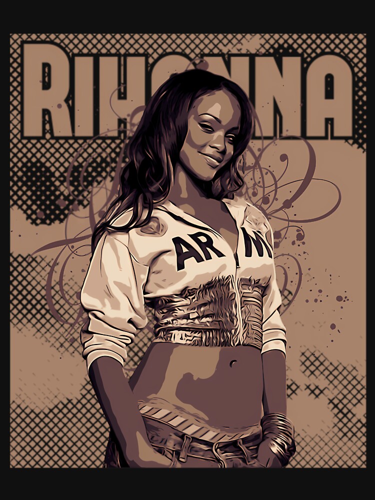 Rihanna  Brown Vintage Poster   Washed 90'S Hip Hop Rap Tour T Shirt Singer Casual Tee Halloween Short Sleeve by poonaja002