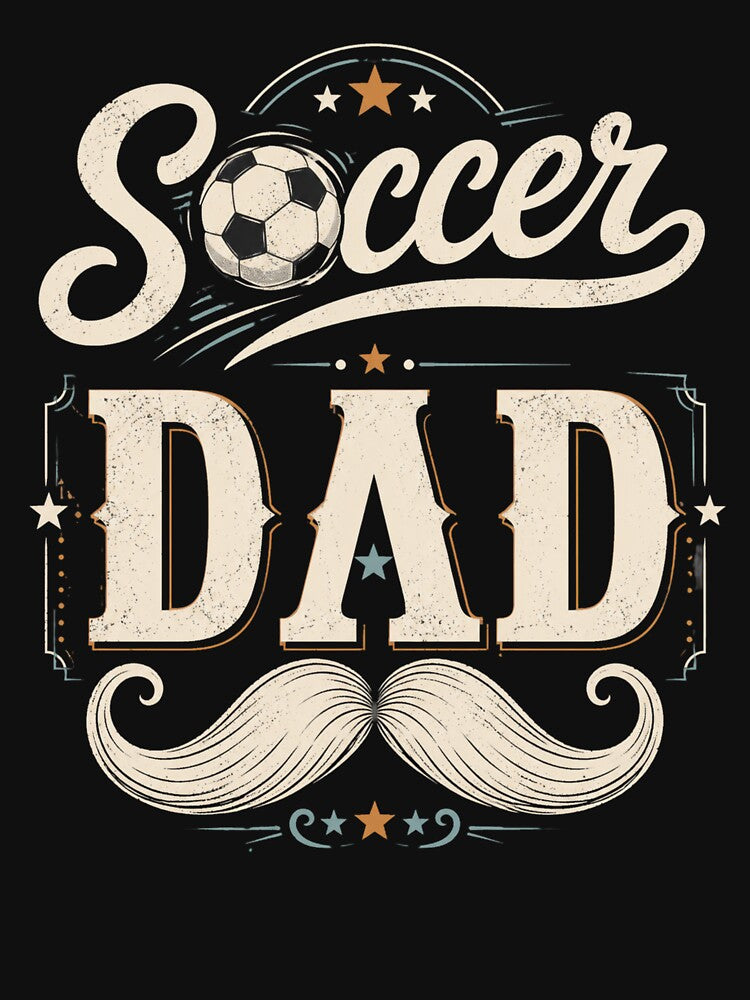 Soccer Dad Vintage Varsity Style Graphic With Mustache by FormalDehyena