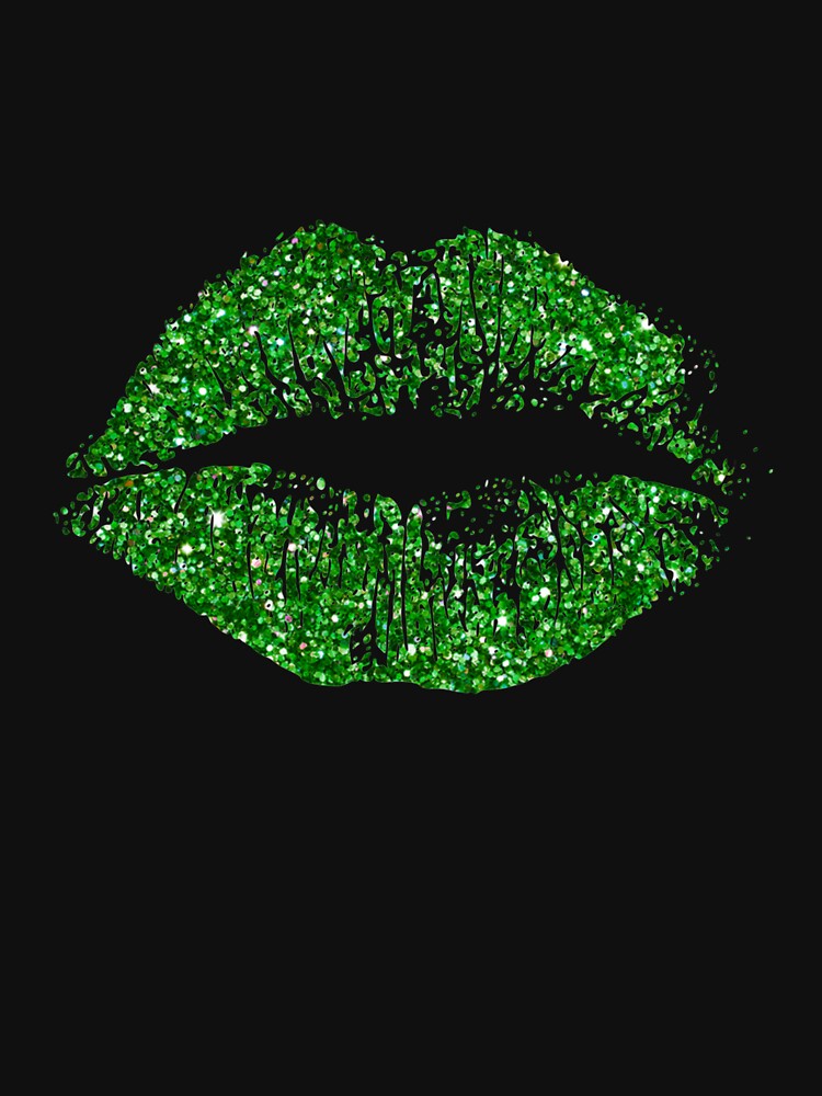 Stylish Green Glitter Lips by NirVenaArt