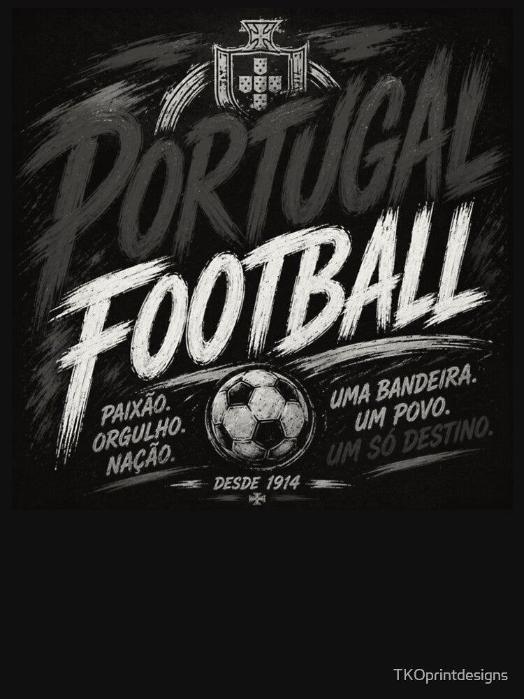 Portugal Football Black White Typography Design | National Soccer Fan Art by TKOprintdesigns