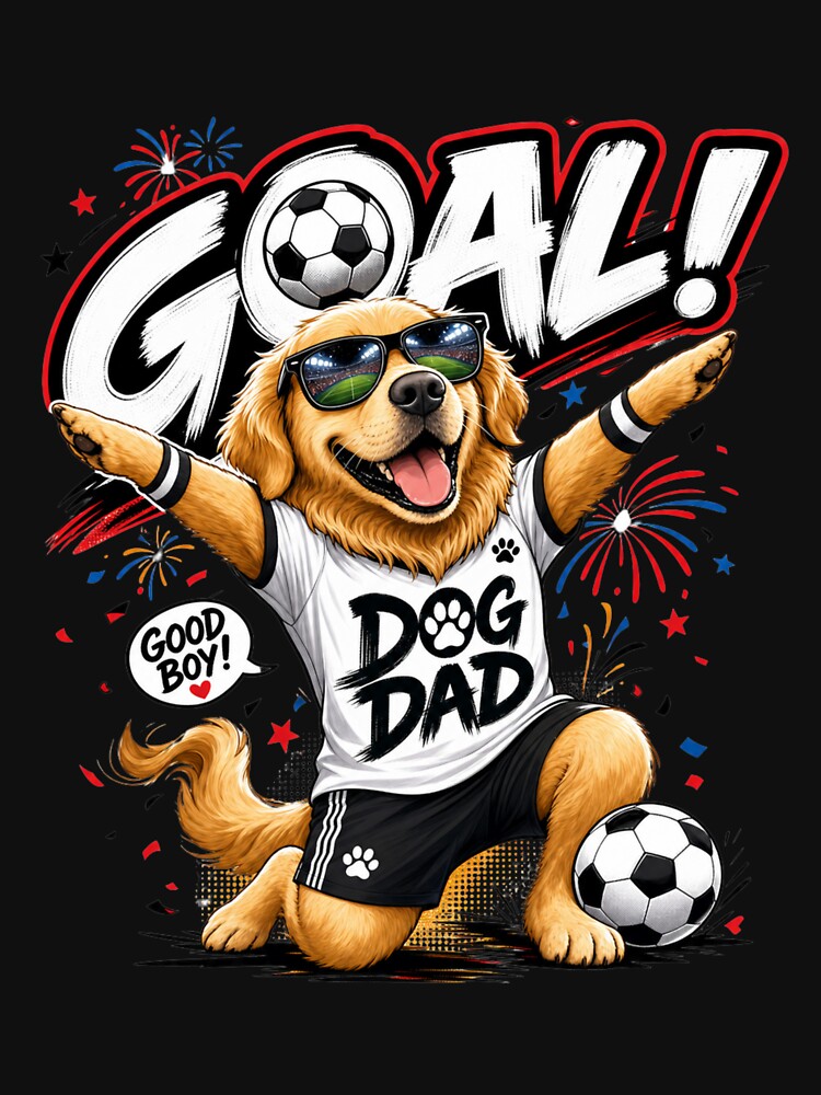 Goal! Funny Golden Retriever Dog Dad World Cup Kawaii by Ashley critters