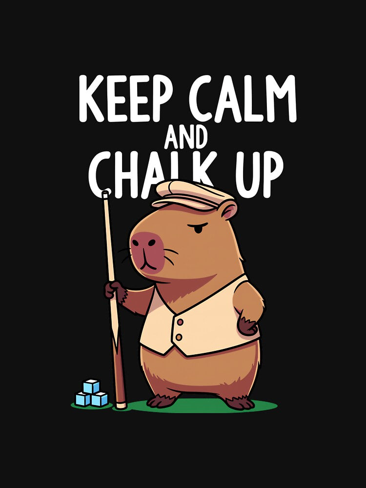 Keep Calm and Chalk Up Cute Capybara Pool Billiards by JoyJRamos