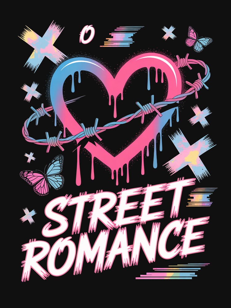 Street Romance Dripping Heart Barbed Wire Butterfly Glitch Valentine's Day by DarylWelsh2024
