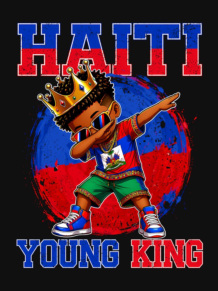 Haiti Young King Haiti Flag Melanin for Black Boys Kids Long Sleeve by KathieFaugh