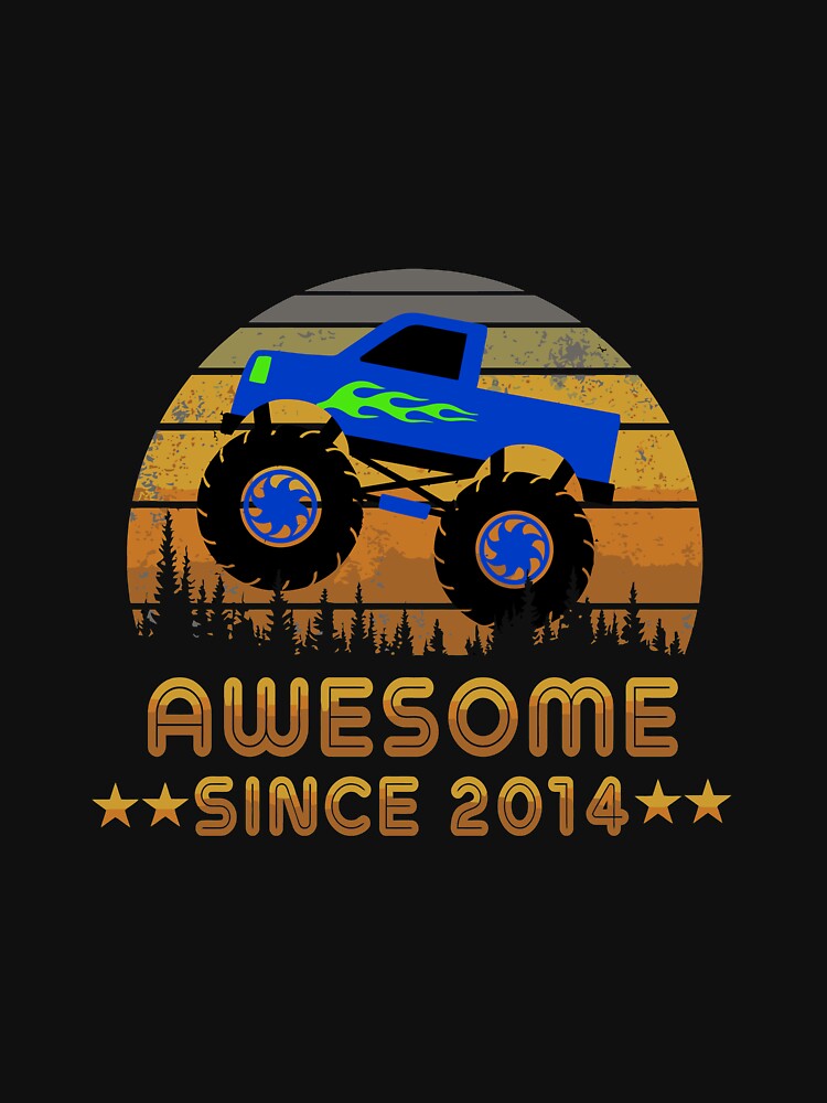 Awesome Since 2014 6th Birthday Monster Truck Gift Long Sleeve T-Shirt by politevann
