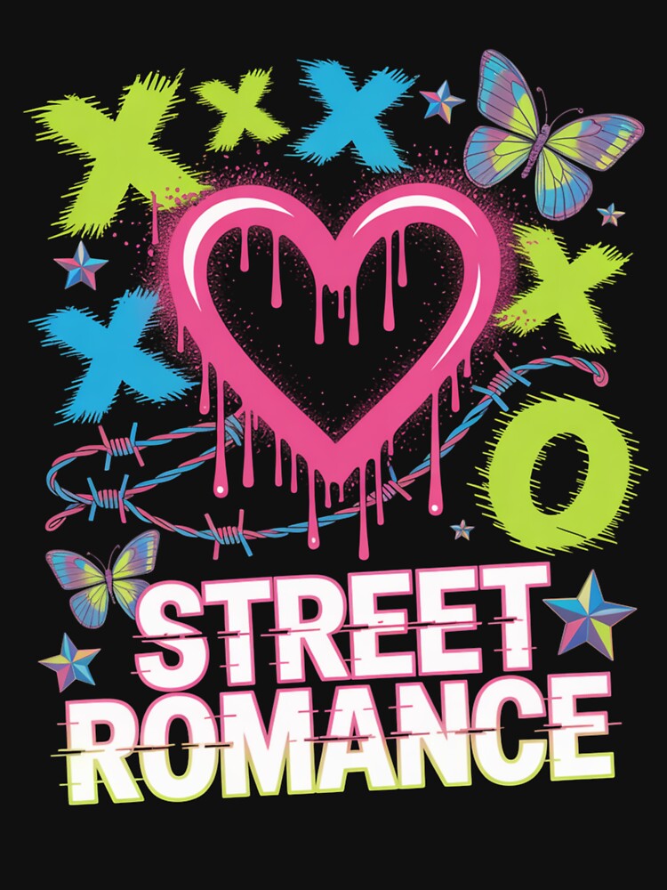 Street Romance XOXO Dripping Heart Barbed Wire Butterfly Valentine's Day by DarylWelsh2024