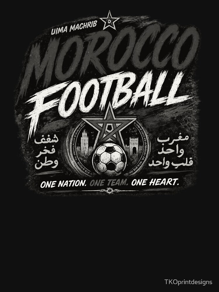 Morocco Football Black White Typography Design | National Football Fan Graphic by TKOprintdesigns