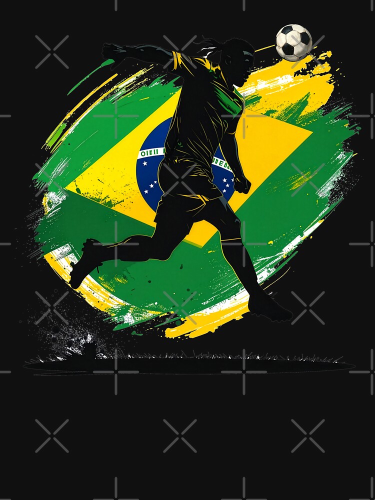 Brazil Soccer Player Art — Brasil Football Flag Action Fan Print by icemanphotos