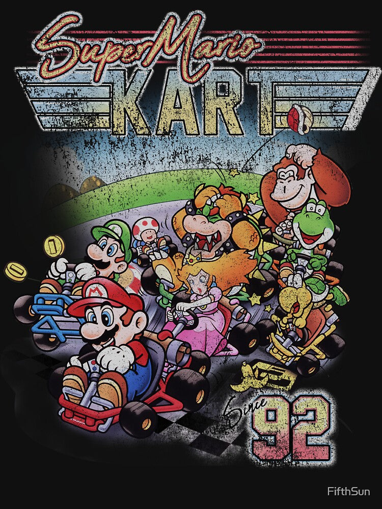 Mario Kart Vintage '92 Distressed Nintendo Group Collegiate by FifthSun