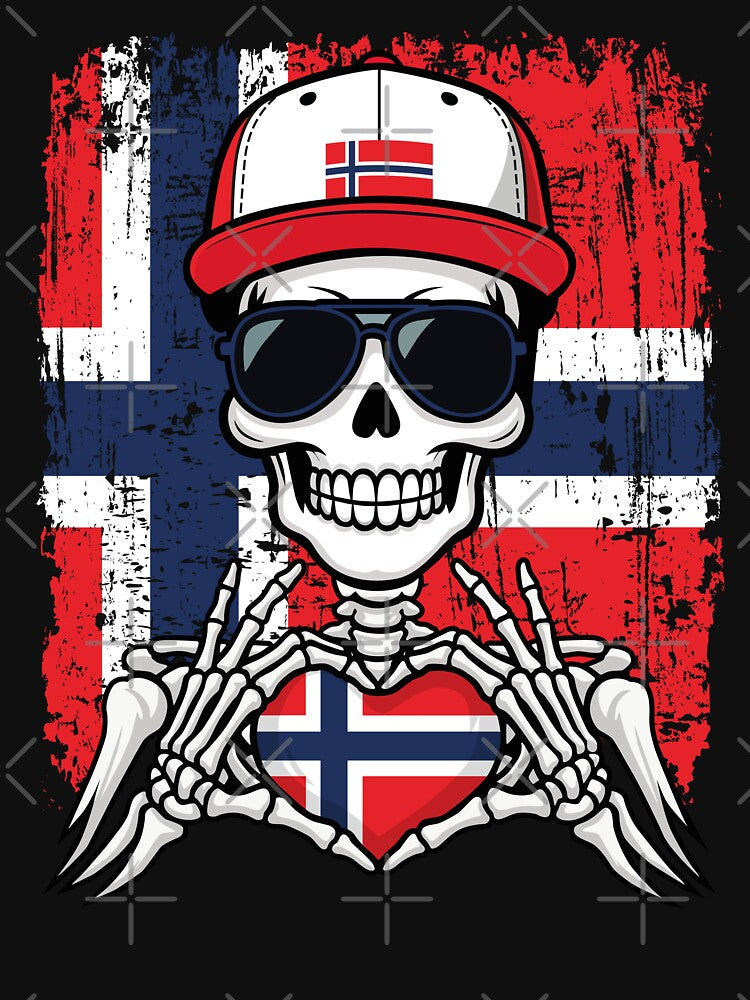 Norwegian Pride Skeleton Art - Norway Football & Viking Spirit Tee by Colorful Designs