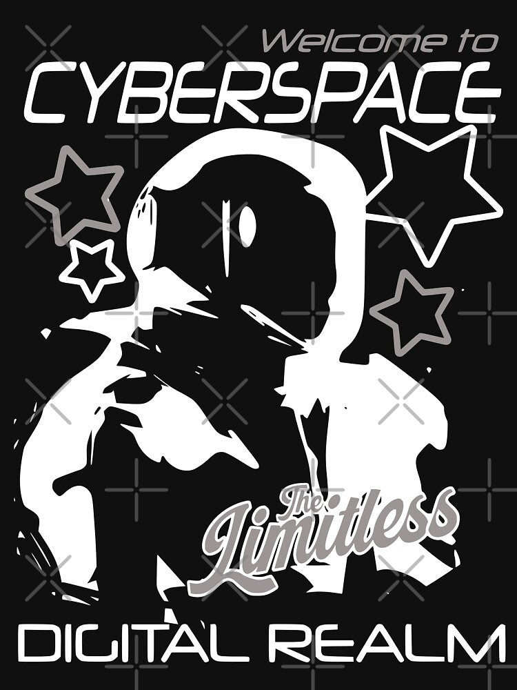 CYBERSPACE – White and gray astronaut on futuristic black background Y2K by Pics'Elle Creations