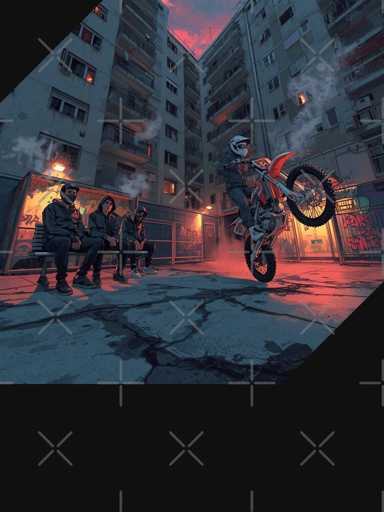 Bloc Life – Urban Rider Street Scene Illustration by PLUSHIWORLDtm