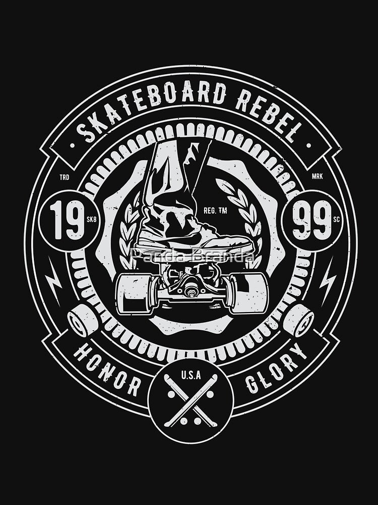 Skateboard Rebel 1999 Honor Glory Shirt Cool Vintage Sport T-Shirt Great Gift for Skater Unisex Short-Sleeve Jersey Tee by Panda Branda