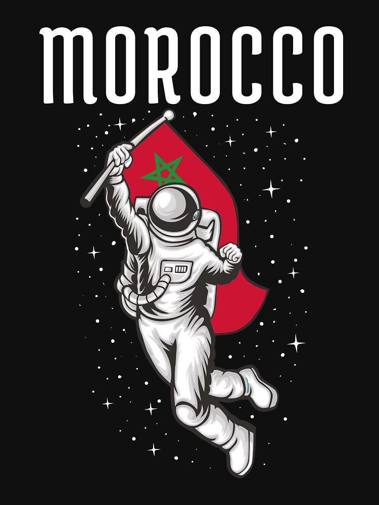 Astronaut with Moroccan Flag Gift Soccer Team For Morocco Fans - Astronaut by ollalla