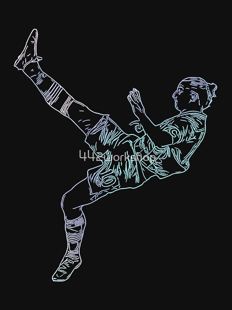 Zlatan Ibrahimovic Bicycle Karate Kick Sweden goal Line Art Holographic by 442workshop