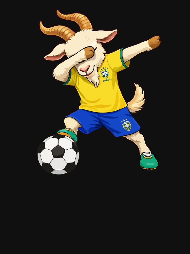 GOAT Dabbing Soccer Player Brazil Style – Funny Football Cartoon Art for True Fans by BrainBubbleArt