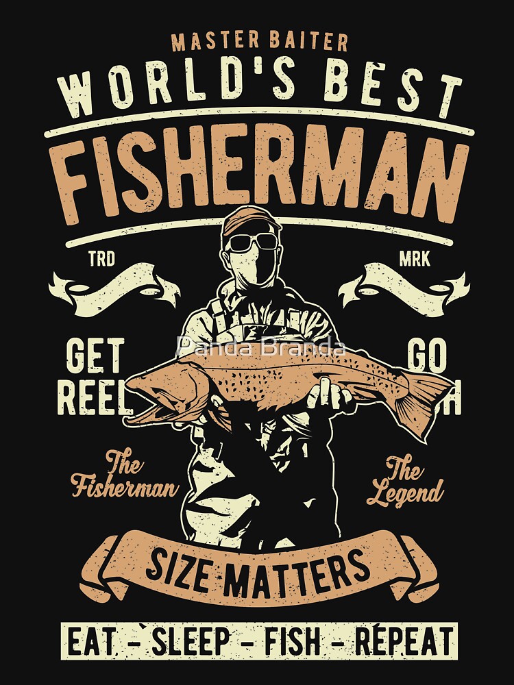 World's Best Fisherman Size Matters Shirt Vintage Graphic Fishing T-Shirt Great Gift for Fisher Unisex Short-Sleeve Jersey Tee by Panda Branda