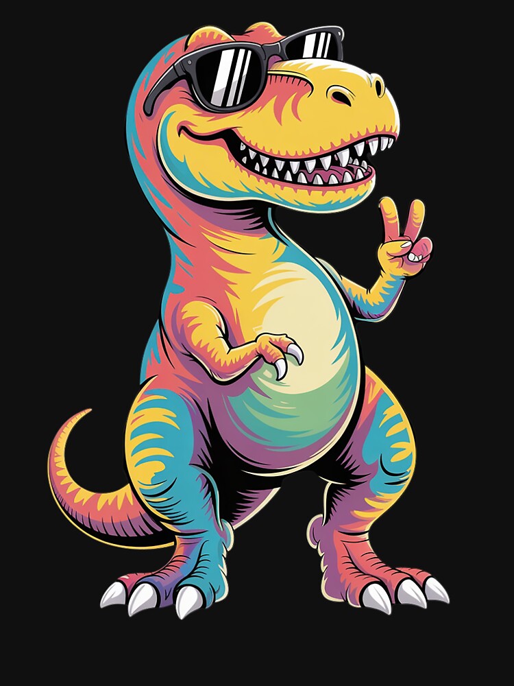 Hippie Tie Dye T-Rex Peace Sign by StephenDDArt