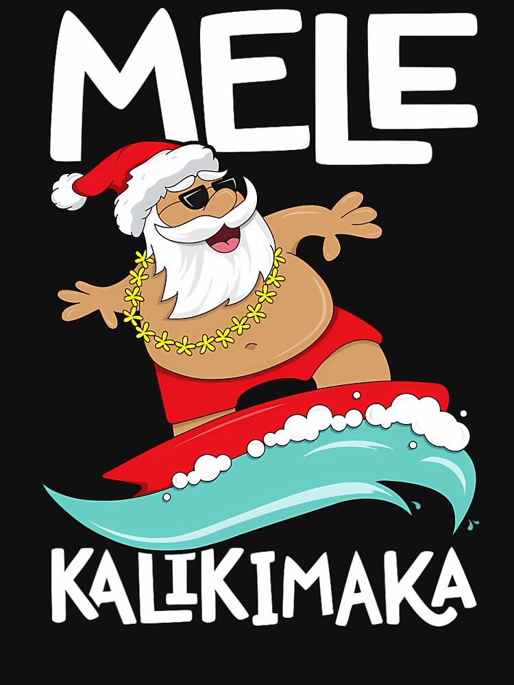 Mele Kalikimaka Hawaiian Christmas Hawaii Surfing Santa Short Sleeve 	 Black by yanxdesfir4