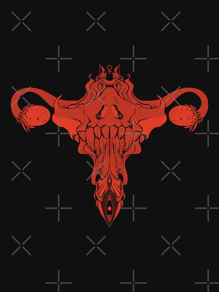Death Metal Skull Uterus And Ovaries, Feminist Art by cellsdividing