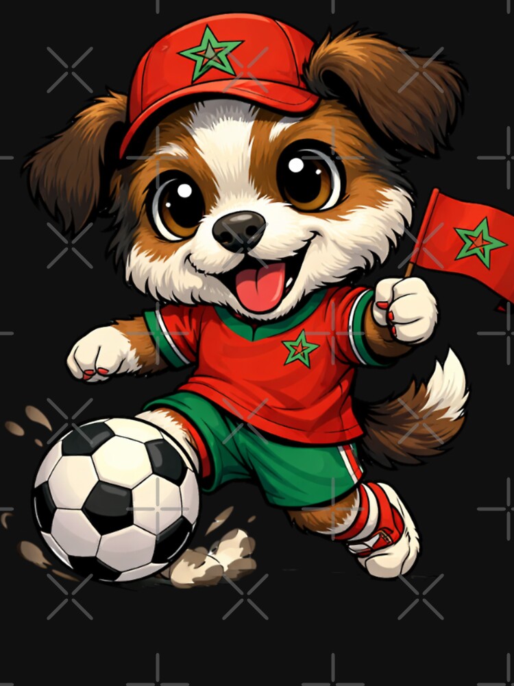 Moroccan Soccer Dog Puppy Football Fan by Tsugraf Designs