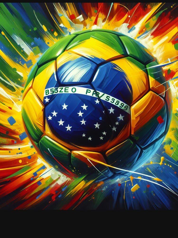 Brazil Soccer Ball Art – Vibrant Football Painting in Brazilian Flag Colors by ssmg80