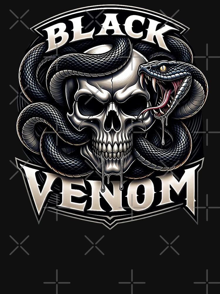 Black Venom Skull Snake Dark Gothic Metal Design by DeimosArtIntl