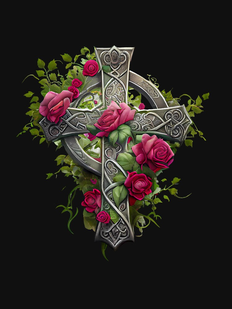 Illustration: Cross with Roses by MTJ-Mushrooms