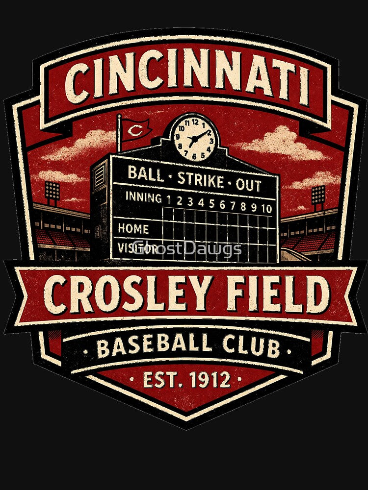 Crosley Field Cincinnati Vintage Baseball Shirt, Retro Ballpark Badge, Old Stadium Tee by GhostDawgs