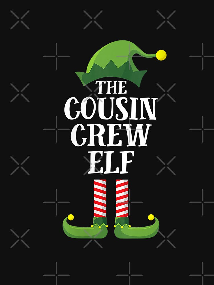 Womens Cousin Crew Elf Matching Family Group Christmas Party Pajama V-Neck T-Shirt by BehmeJenell