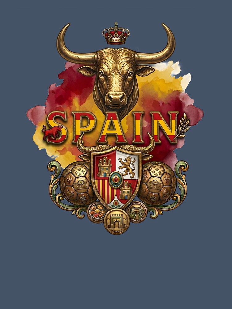 Spain Football Gold Emblem – Traditional Bull and Shield Sovereign Design by Lozarux
