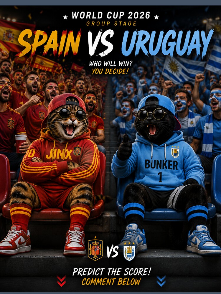 Spain  vs Uruguay Cat Soccer Match by nexargraphics
