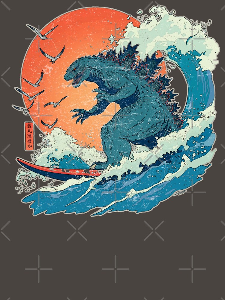The Great Wave Godzilla Surfer shirt, Funny Surfing monster t-shirt by KreativKulture