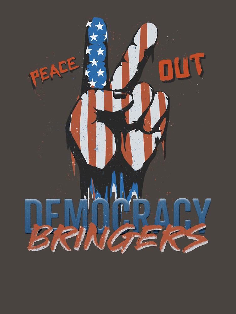 peace out! democracy bringers - american flag in victory hand sign graffiti graphic artwork by hayrpictures