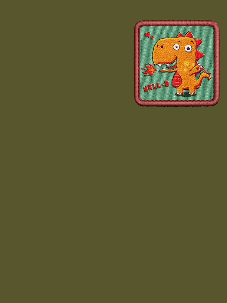 cute cartoon dragon (funny dinosaur) - embroidery patch by hayrpictures