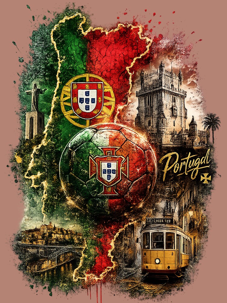 Portugal Football Map Art | Soccer Fan Graphic | Portuguese Heritage Football Design | Vintage Sports Poster by TheWorldGameStudio