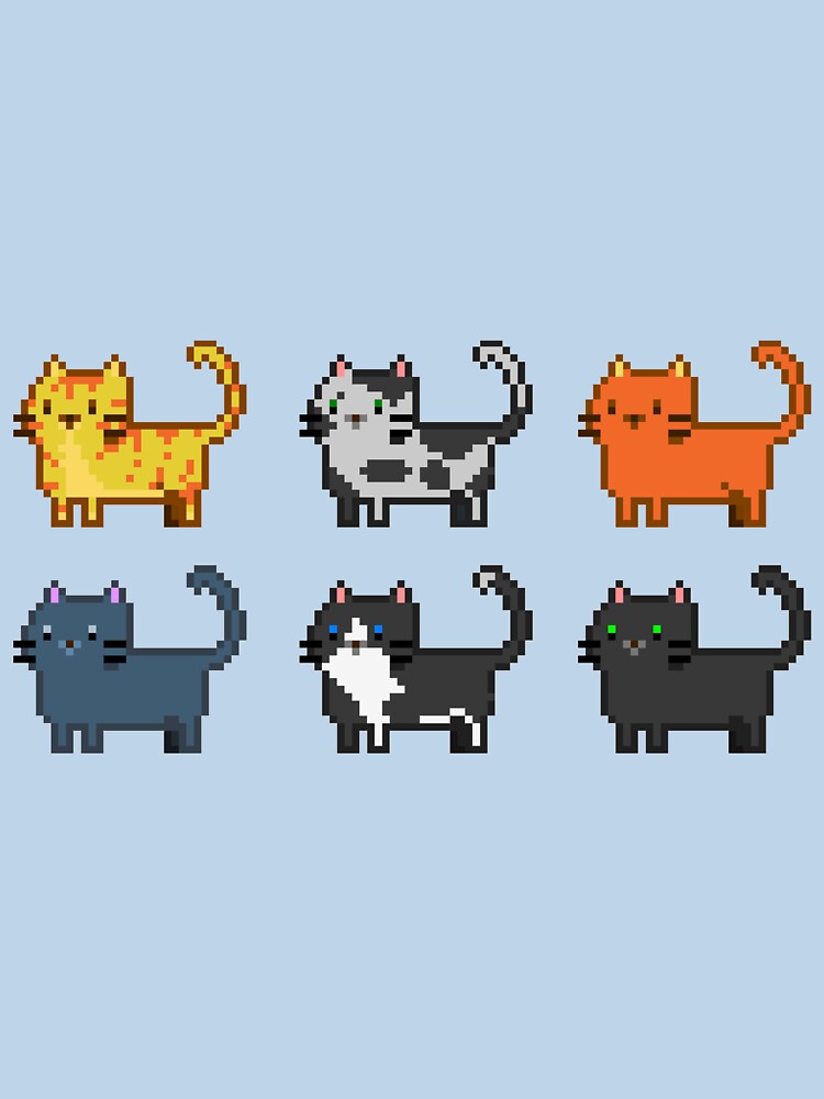 Cute Pixel Cats Two Rows by With Love, InspireMari