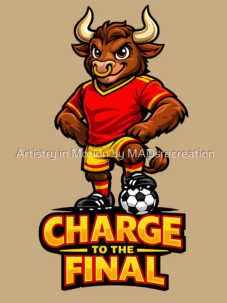Spain Bull Soccer Mascot – Charge to the Final Football Fan T-Shirt & Sticker by  Artistry in Motion by MADsrecreation