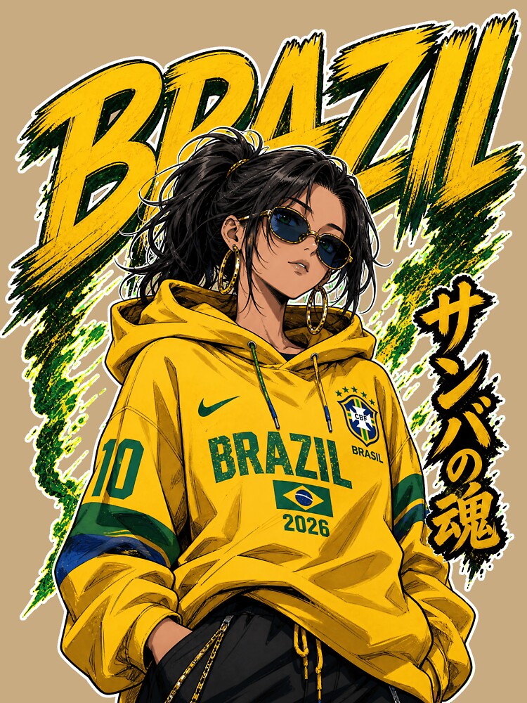 Brazil Anime Girl World Cup 2026 Joga Bonito by Senpai Syndicate