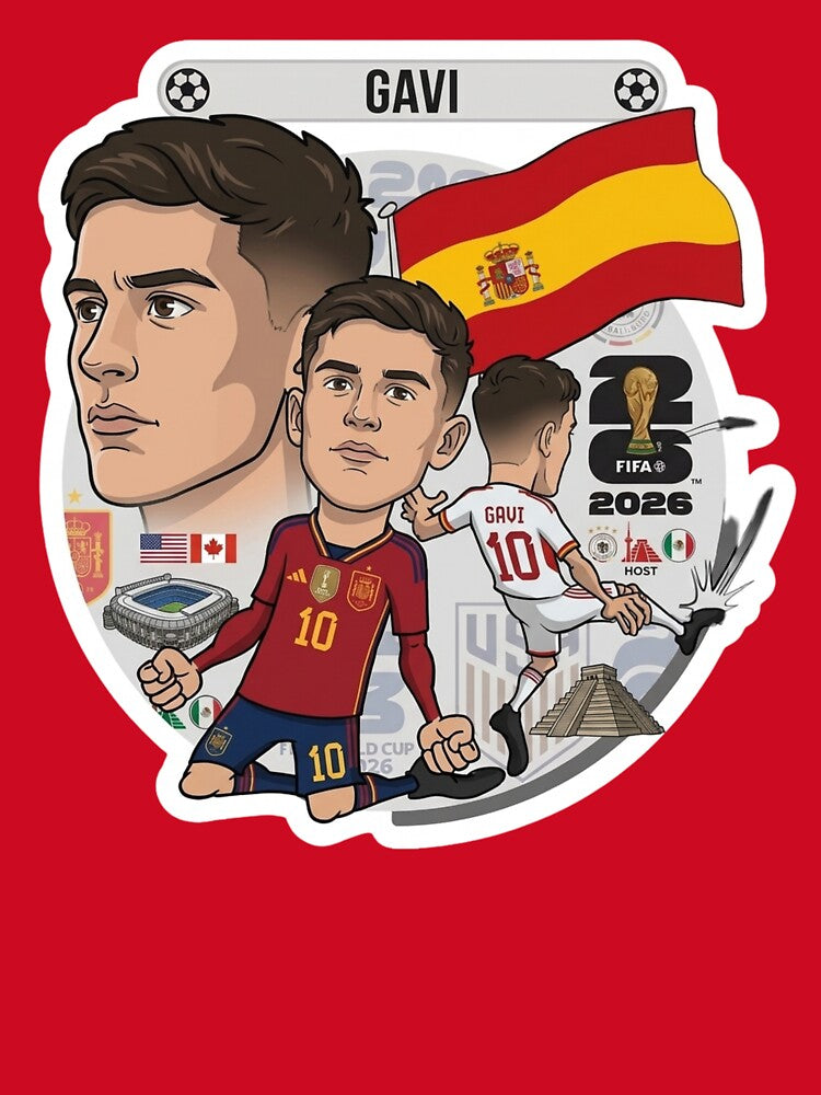 Gavi Spain National Team Football Cartoon Illustration by Deviantfant