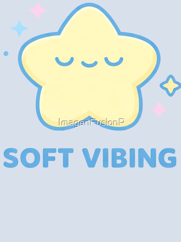 Soft Vibing – Cute Kawaii Sleepy Star With Sparkles by ImagenFusionP