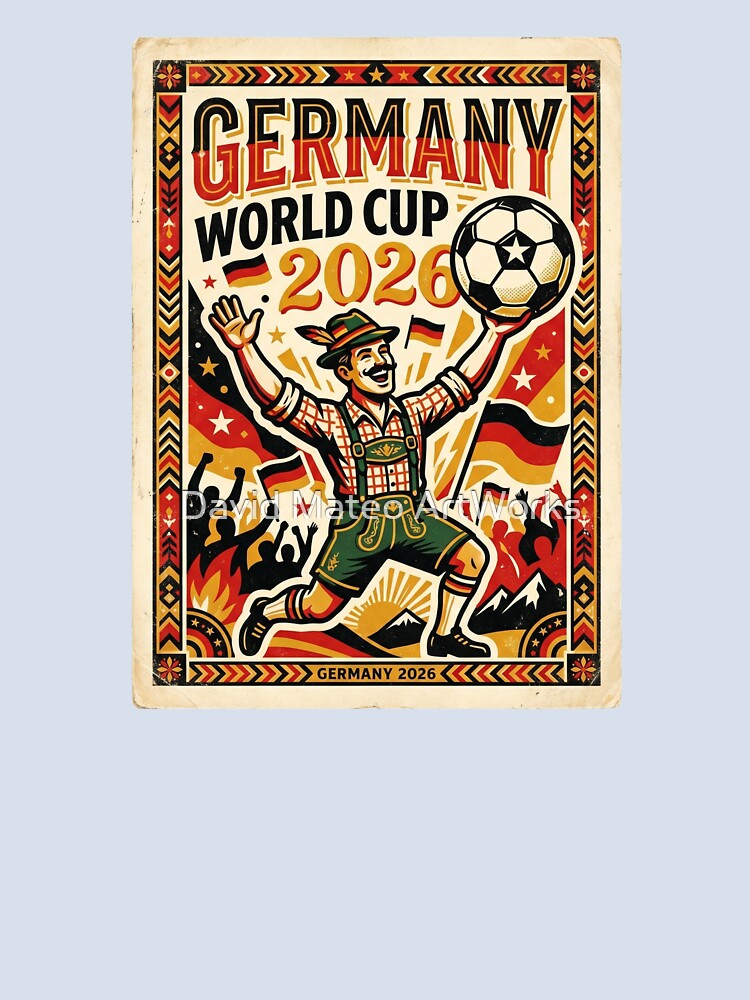 Germany World Cup 2026 Bávaro Poster — Vintage Red and Gold Football by David Mateo ArtWorks