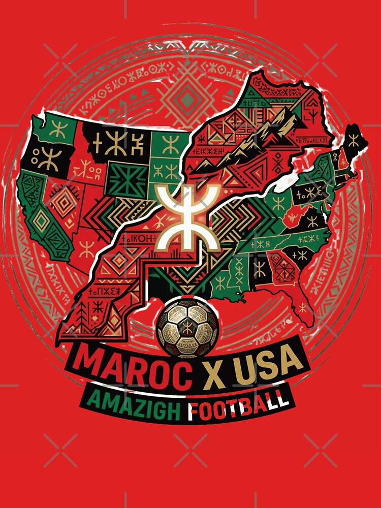 Moroccan Amazigh Pride Morocco USA Football Design t-shirt by colkashop ⭐⭐⭐⭐⭐