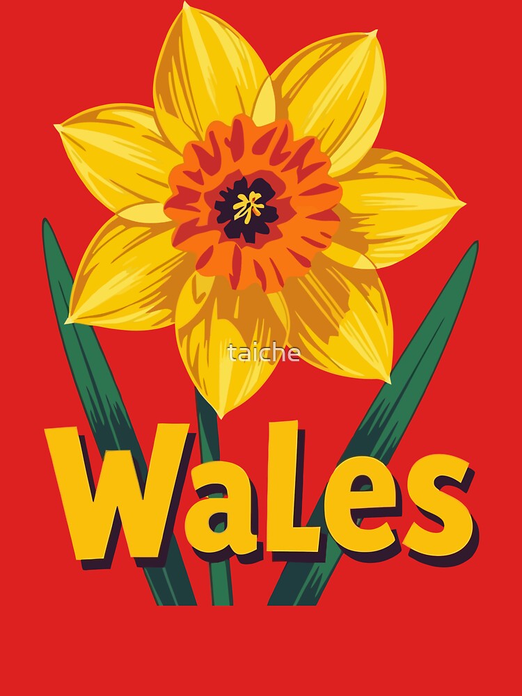Oversized Retro Daffodil Graphic Welsh Pride by taiche