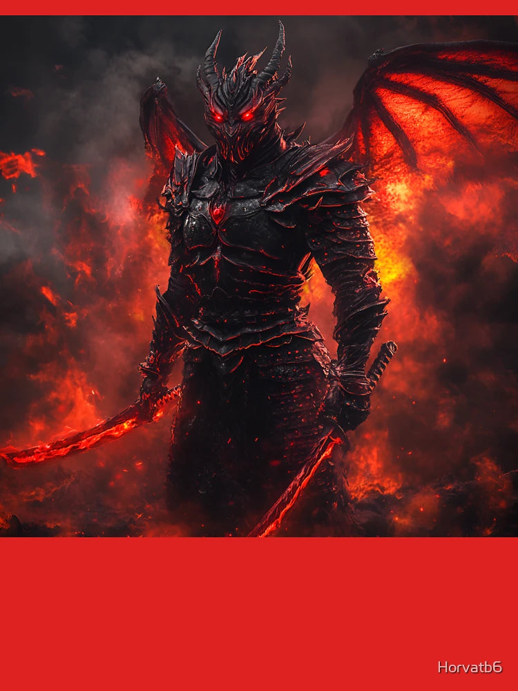 "Flaming Dragon Samurai Wall Art" Classic T-Shirt