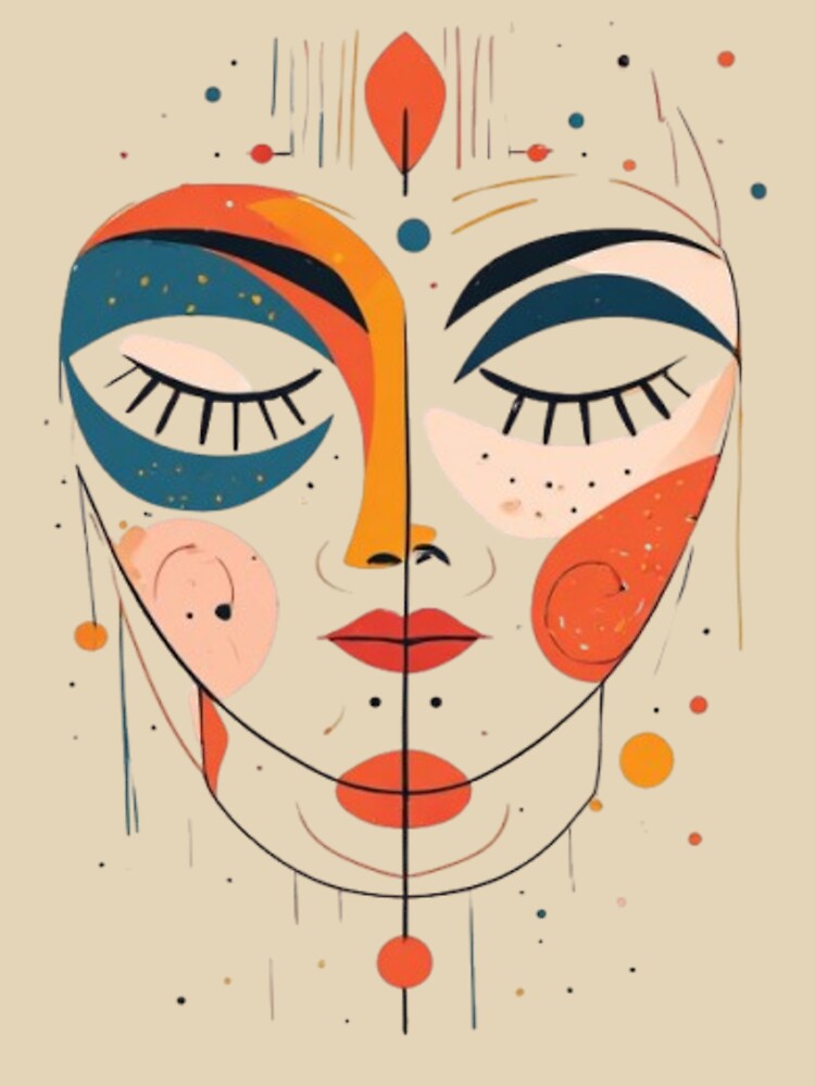 Modern Art Minimalist Face – Colorful Abstract Line Art, Contemporary Multicolor Illustration, Cute Aesthetic Design by Ditstyle