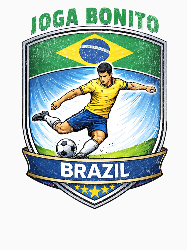 Brazil Vintage Soccer Badge - Joga Bonito 5 Stars by Tee Nook