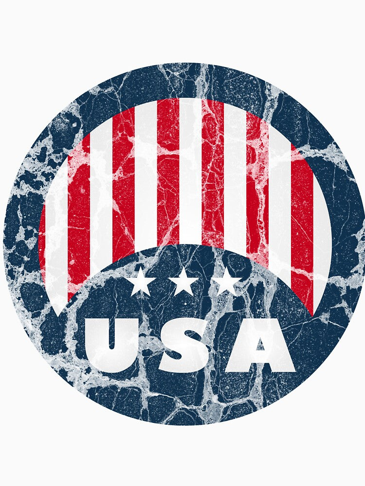 Round Distressed USA Flag T-Shirt for Men and Women by AllStarMerch