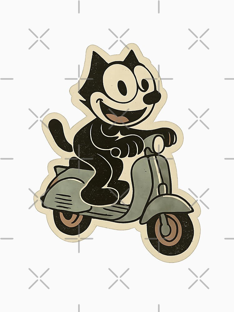 A FELIX CAT DRIVES A VINTAGE LAMBRETTA by infinitearte