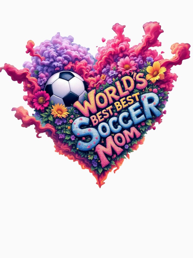 World's Best Soccer Mom Heart Floral Football Fan Art Gift by TheGaliyaStudio